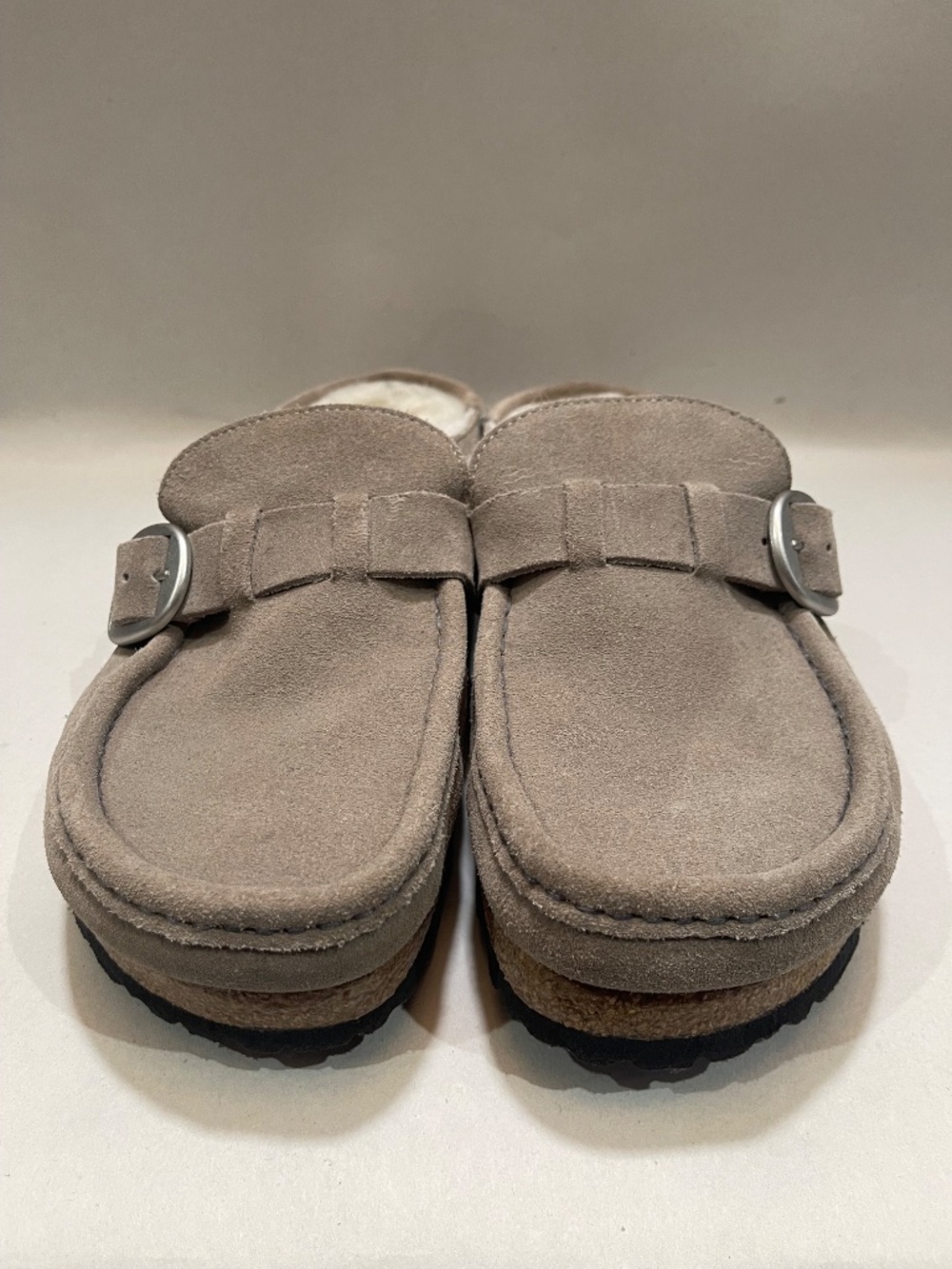 Birkenstock Buckley shearling clog Grey, silver buckle, EU 41 US 10-10.5 - Picture 4 of 11